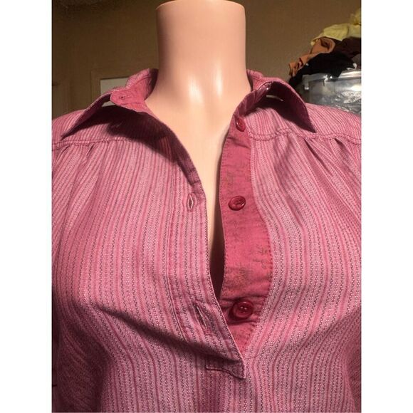 Pulp front yoke half button garnet henley top L - Picture 2 of 7